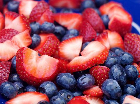 Strawberries and blueberries Strawberries and blueberries